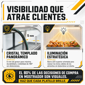 Vitrina Exhibidor Alimentos Calientes Mostrador Cristal