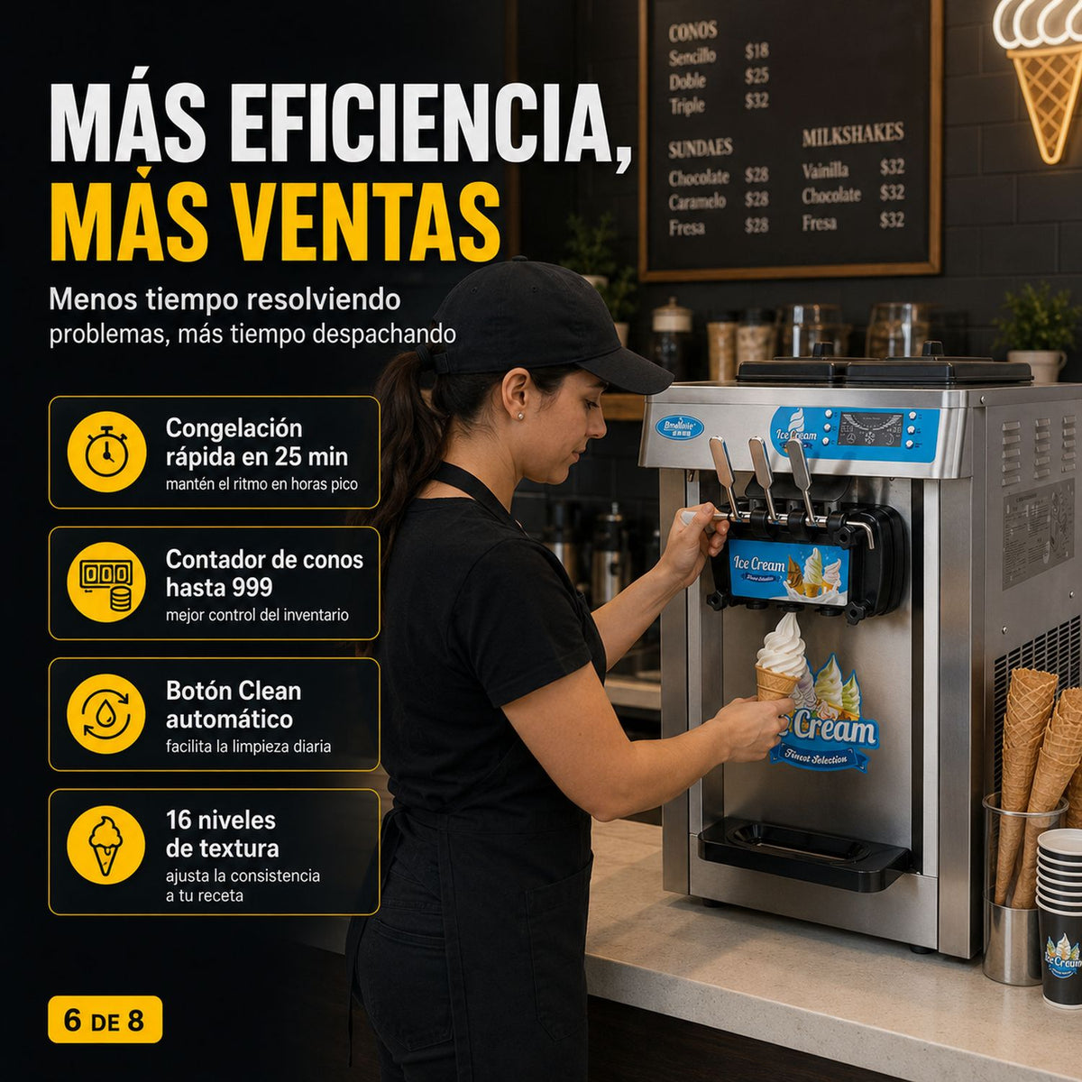 Maquina Helado Suave Yogurt Nieve Comercial 3 Sabores