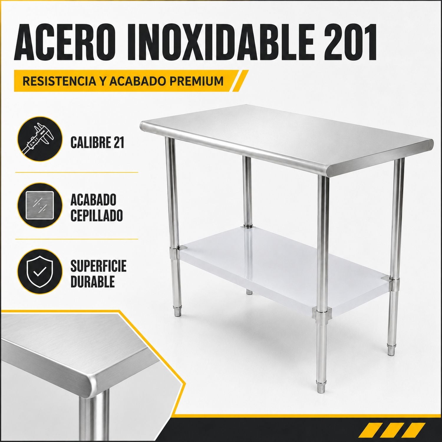 Mesa Isla Trabajo Acero Inoxidable Pasteur 110x60x90