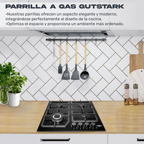 Parrilla Gas Cristal Templado 4 Quemadores Estufillas Hogar