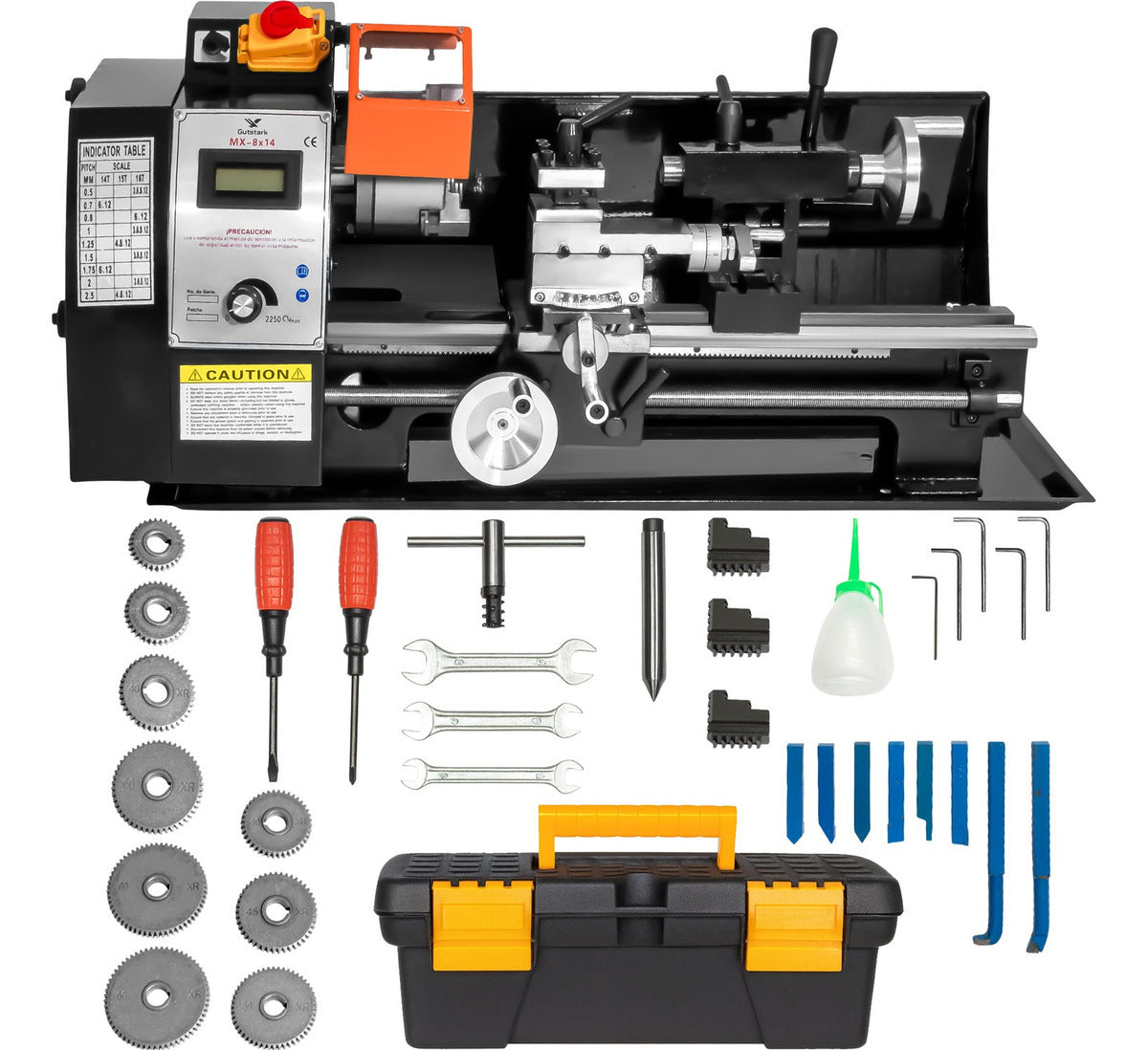 Mini Torno Metal Velocidad Variable 2250rpm 8x14 Pulgadas