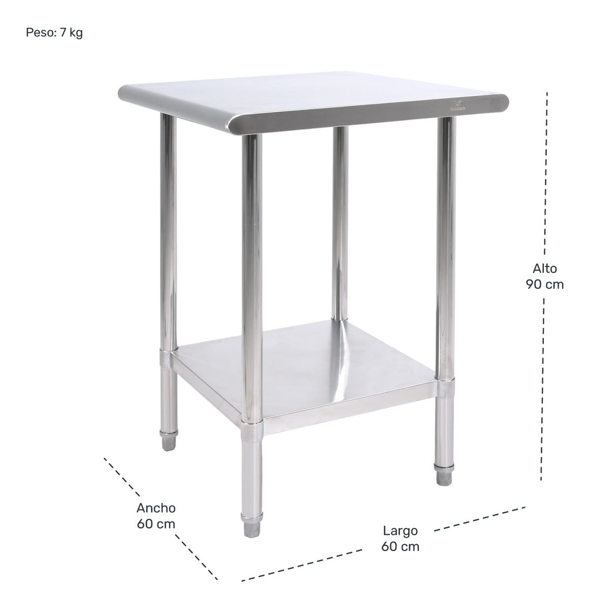 Mesa Isla Trabajo Acero Inoxidable Pasteur 60x60x90