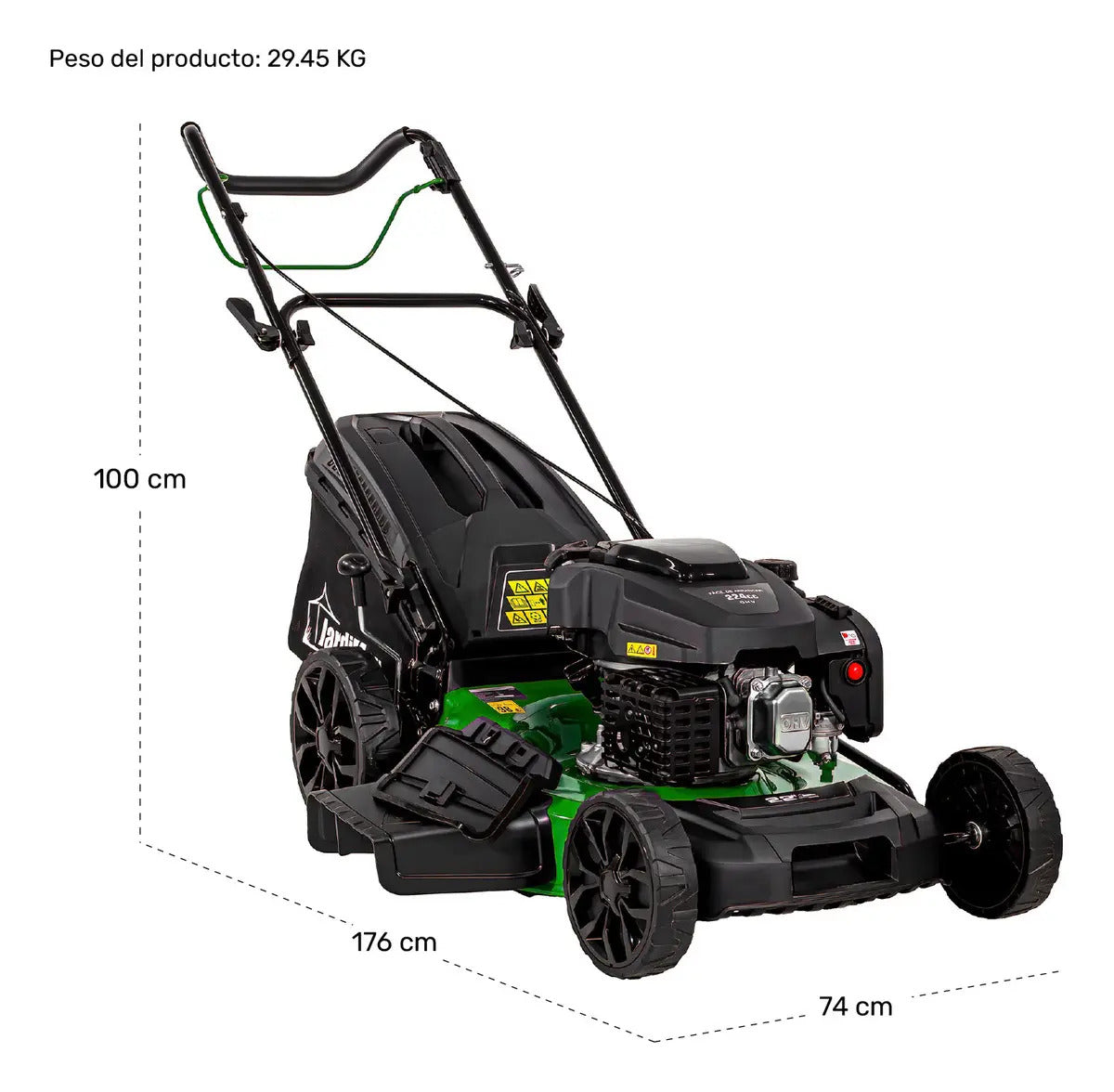 Podadora Gasolina Pasto Jardimex Pro 22pLG 6hp 224cc Bolsa Verde