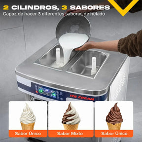 Máquina De Helado Suave Comercial Doble Tolva 3 Sabores 9l