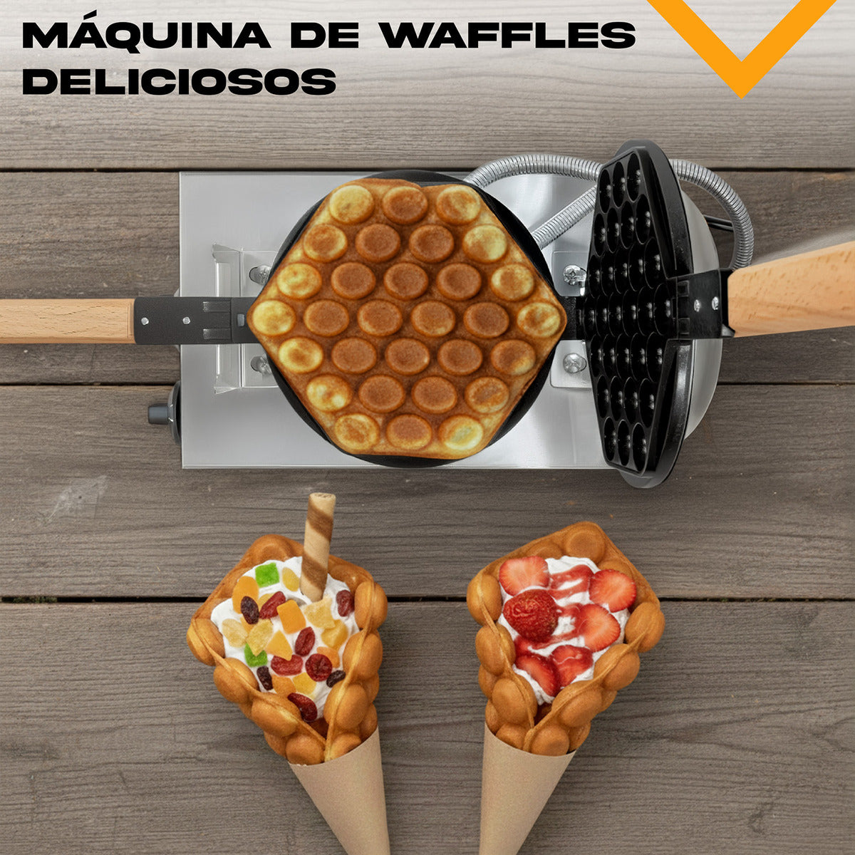 Maquina Electrica Giratoria Waffles Bubble Gofres Burbuja