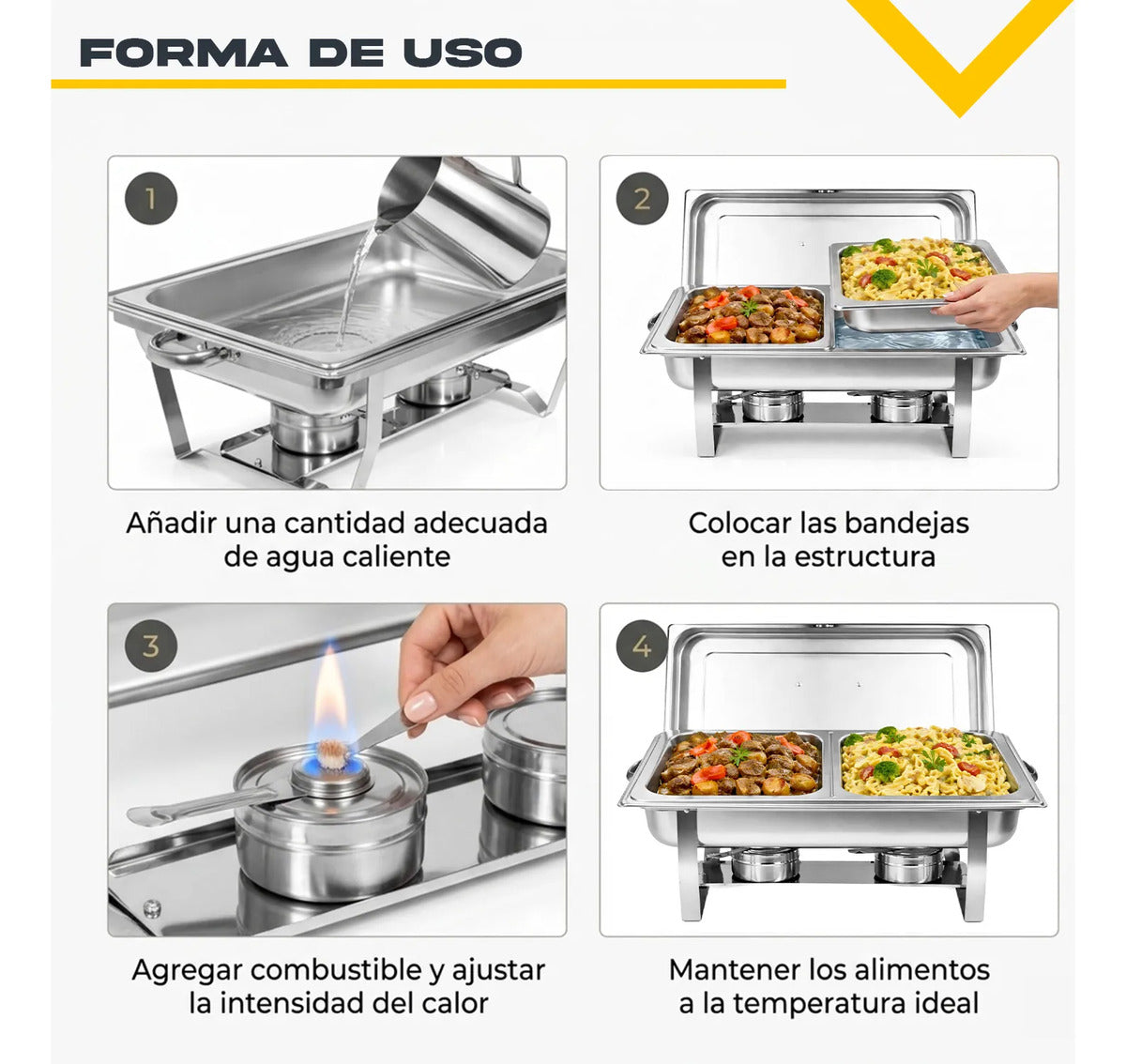 Bufetera Chafer 44l Chafing Dish 4 Pzs Acero Inoxidable