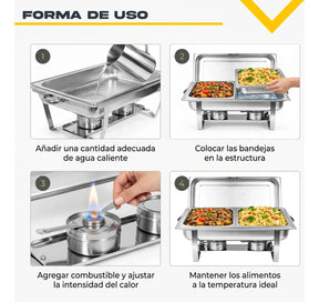 Bufetera Chafer 44l Chafing Dish 4 Pzs Acero Inoxidable