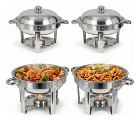 Bufetera Redonda 30l Chafing Dish 4pz Acero Inox Buffet