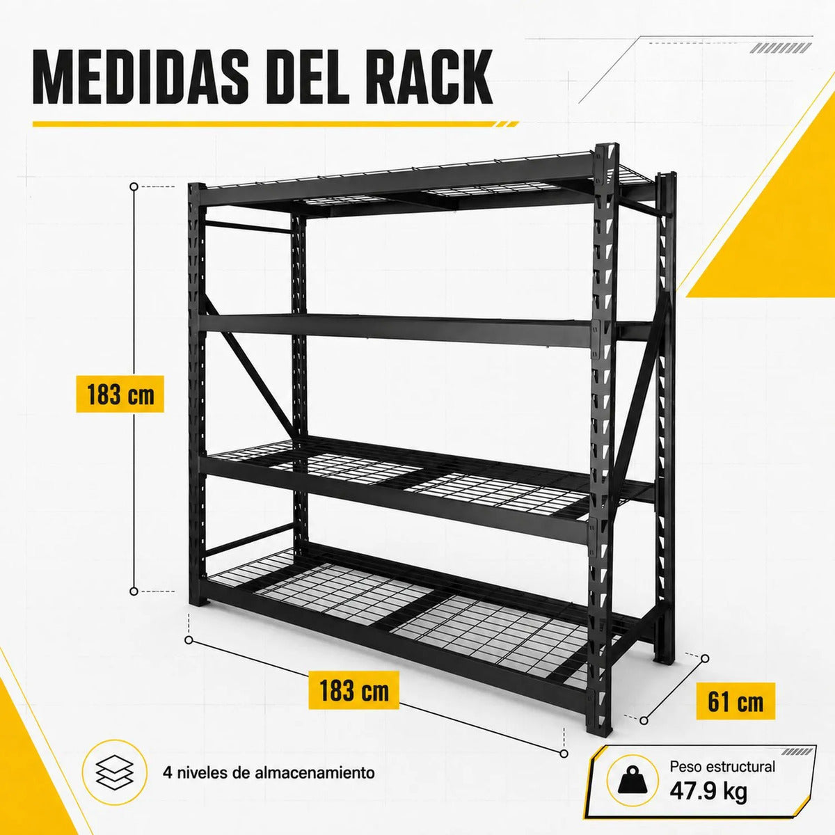 Rack Anaquel Industrial Acero 2177 Kilogramos 8 Viguetas
