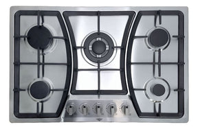 Parrilla Estufa Gas Lp Natural 5 Quemadores 76 cm en Acero Inoxidable y quemador central