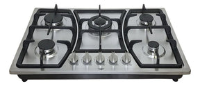 Parrilla Estufa Gas Lp Natural 5 Quemadores 76 cm en Acero Inoxidable y quemador central
