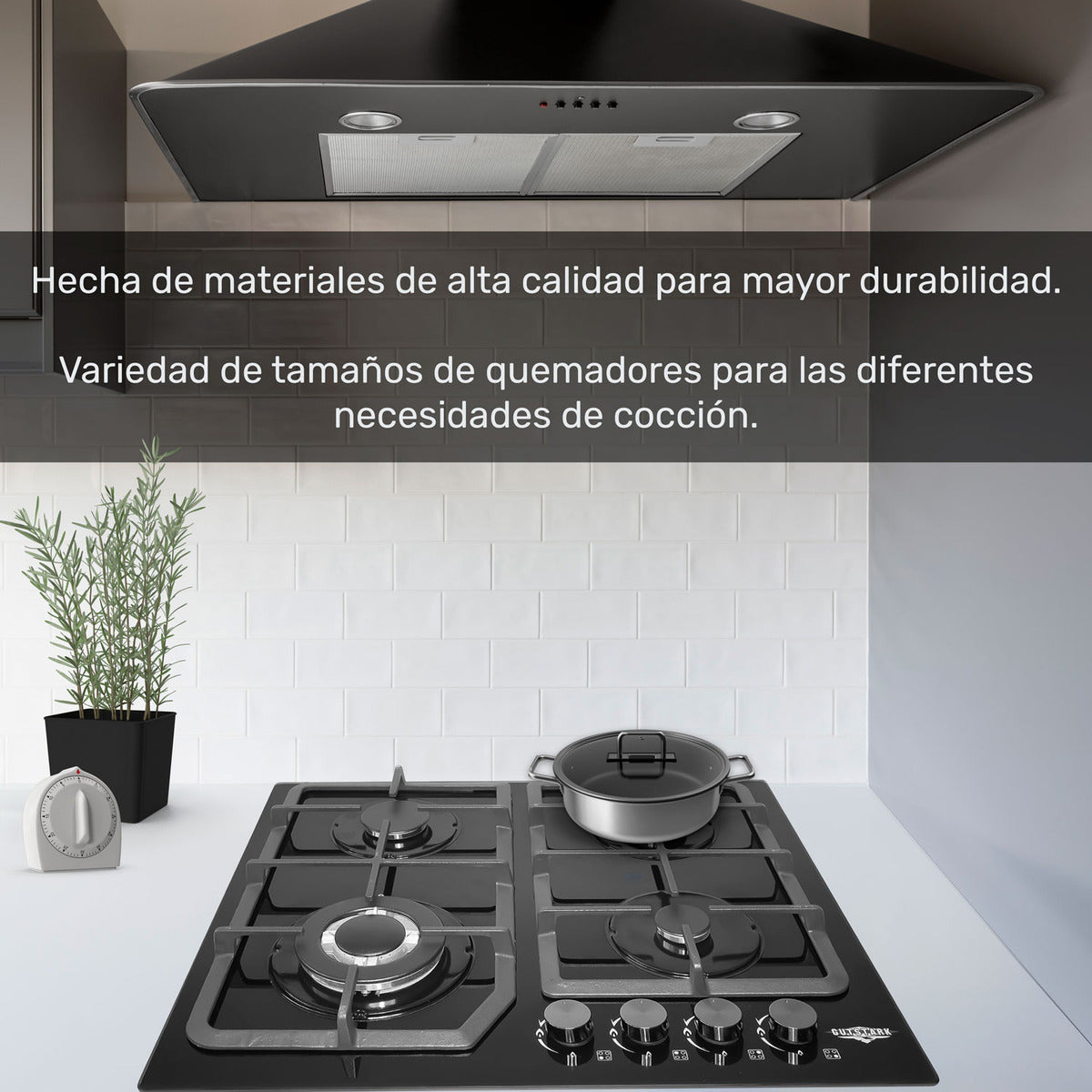 Parrilla Gas Cristal Templado 4 Quemadores Estufillas Hogar