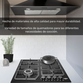 Parrilla Gas Cristal Templado 4 Quemadores Estufillas Hogar