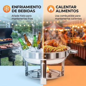 Bufetera Redonda 27l Chafing Dish 6pz Acero Inox Buffet