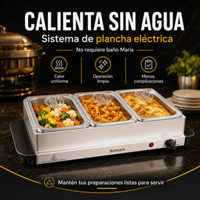 Bufetera Electrica 3 Insertos 1.3l Plancha 2 En 1 Acero Inox