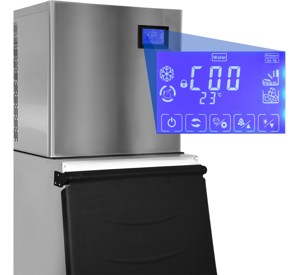 Maquina De Hielo Industrial Comercial 200kg 900w Automática Color Plateado