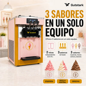 Maquina Helado Suave Mostrador 28l/h 3 Salidas 950w