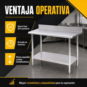 Mesa Isla Trabajo Acero Inoxidable Pasteur 110x60x105