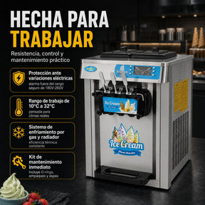 Maquina Helado Suave Yogurt Nieve Comercial 3 Sabores