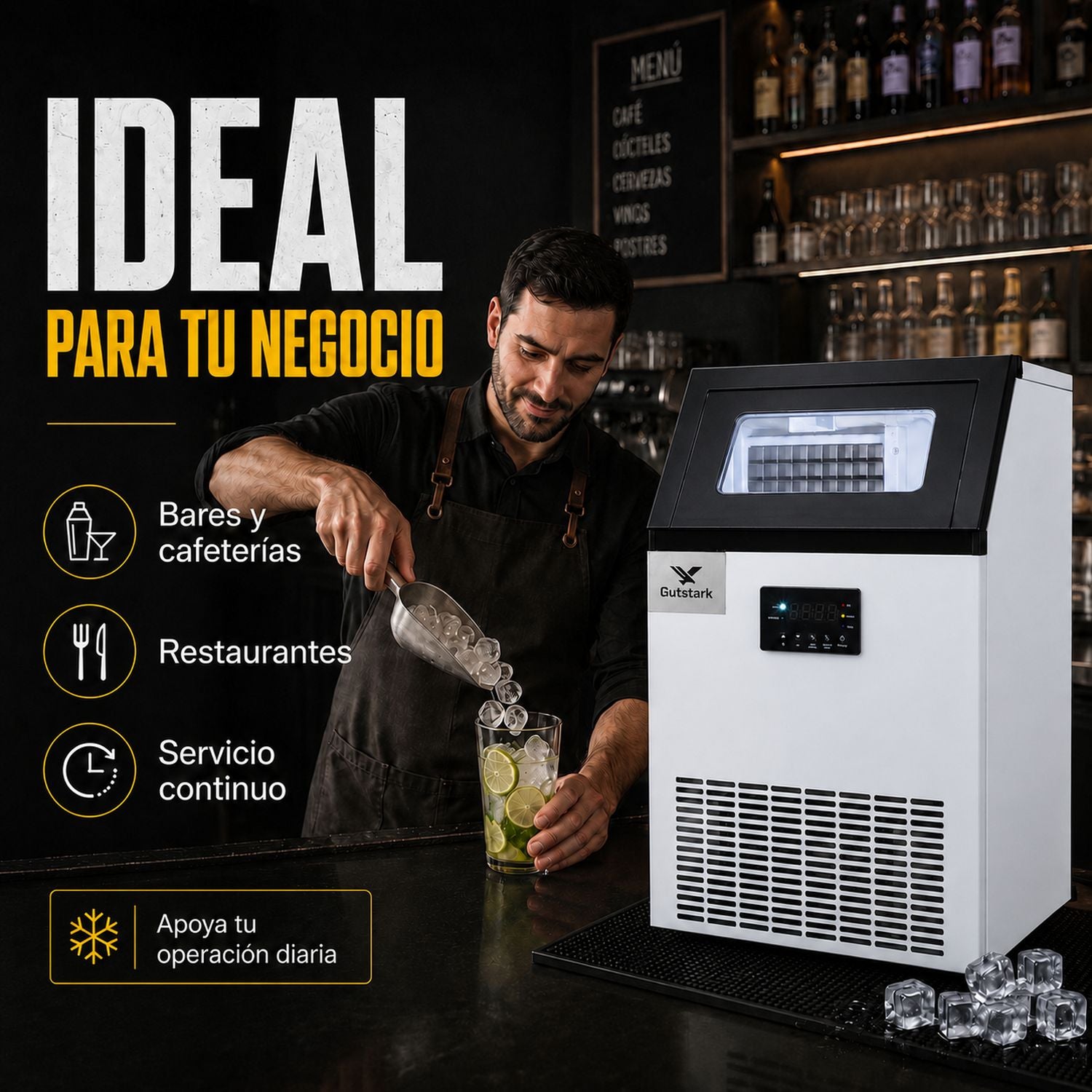 Maquina Fabricadora Hielo Comercial 40 Kg Dia Restaurante