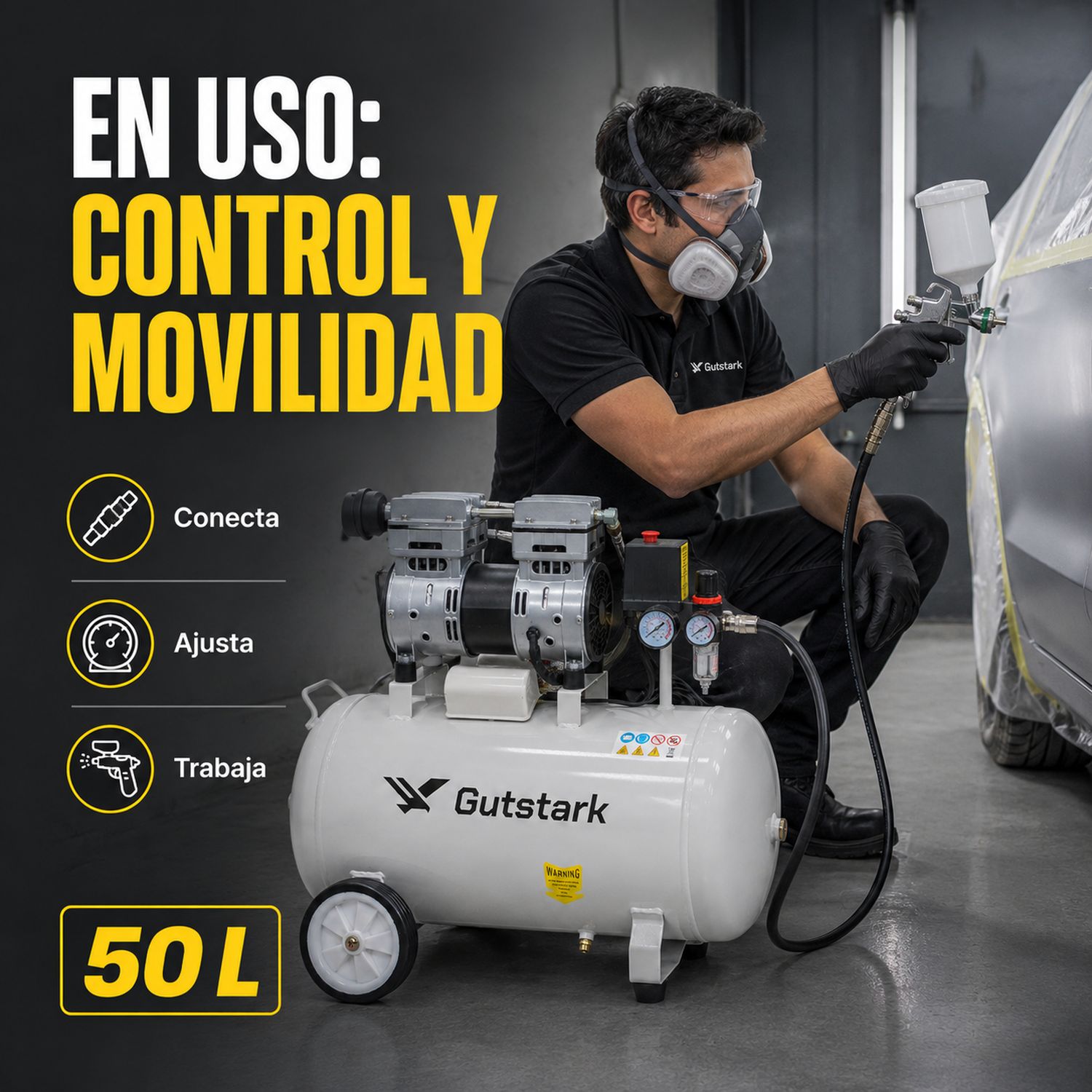 Compresor Aire Electrico Tanque Portatil 50 L 127v 750w 1hp