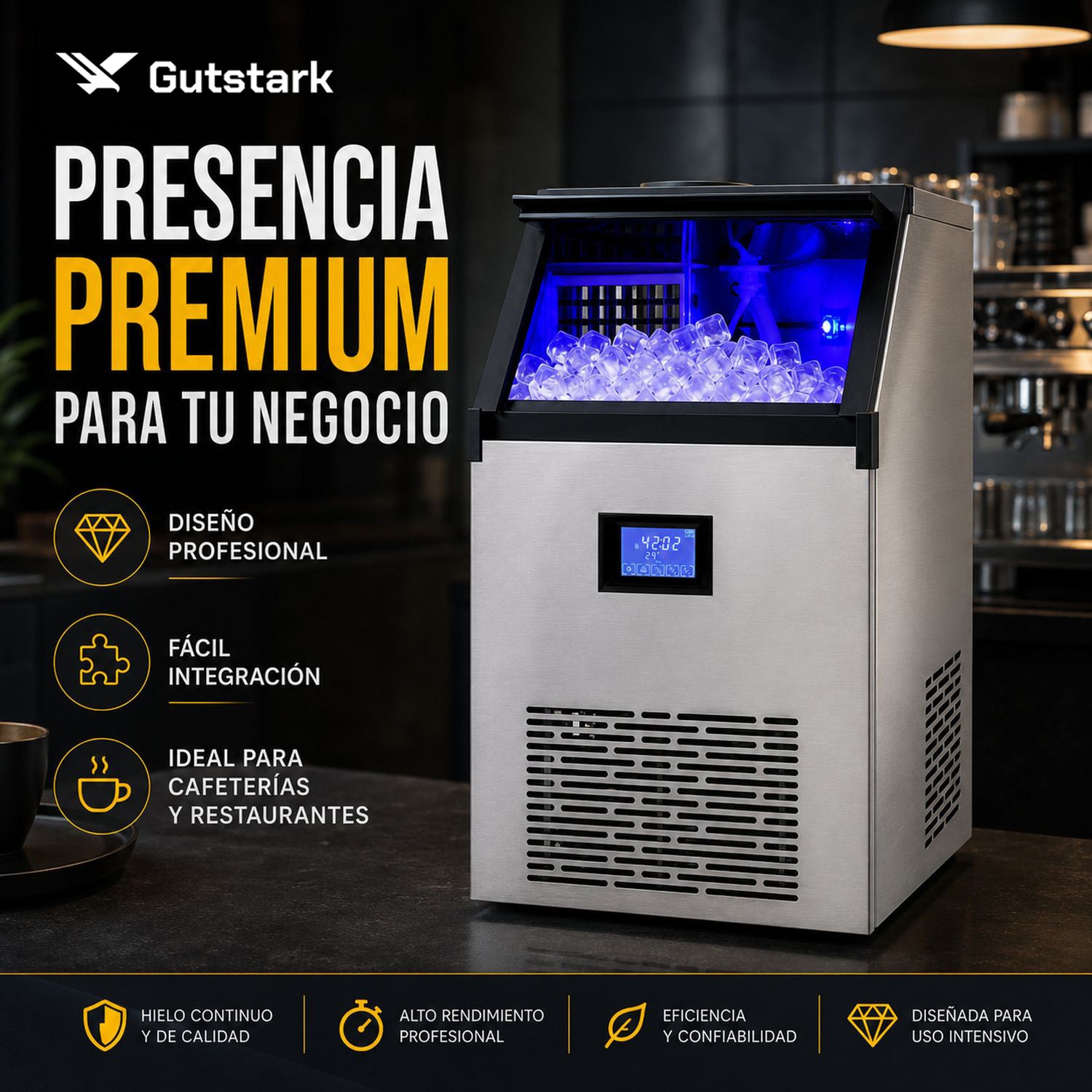 Maquina Fabricadora Hielo Comercial 70 Kg Dia Restaurante