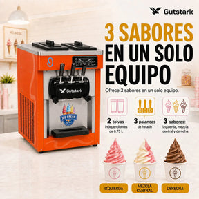 Maquina Helado Yoghurt Suave Nieve Comercial Helados 1800w Color Naranja