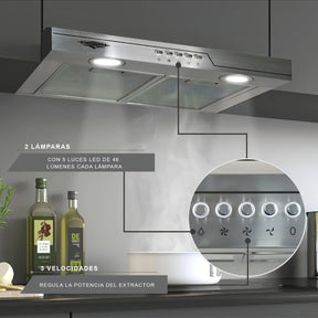 Campana Extractora Cocina Purificadora Acero 50x44.5x12cm