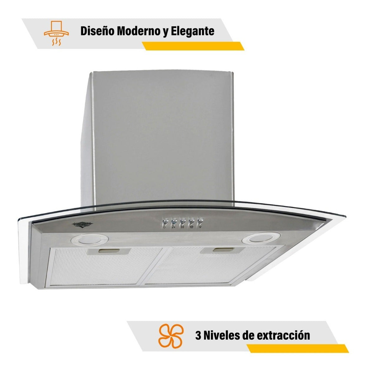 Combo Parilla Inoxidable 4 Quemadores Campana Cristal 60cm