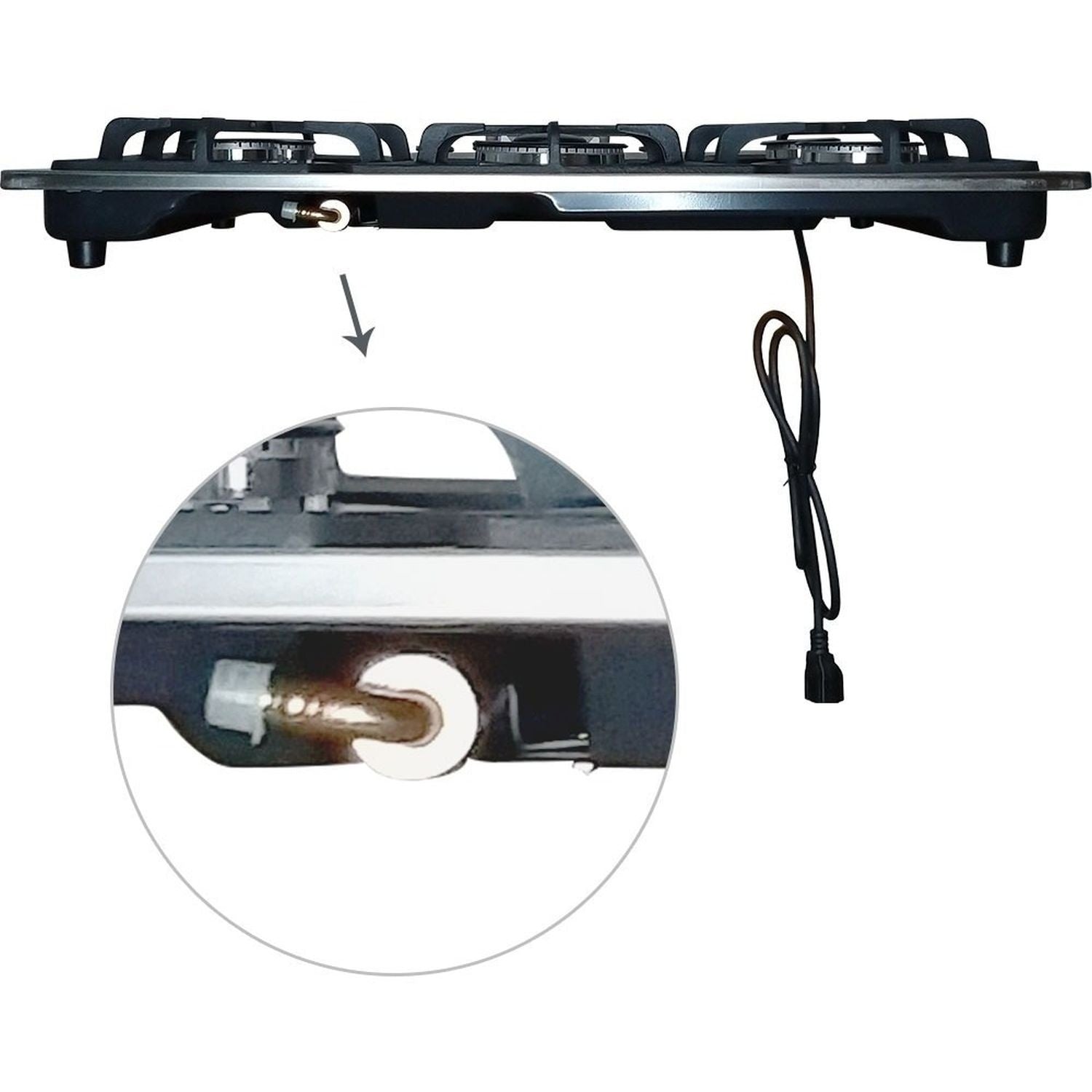 Parrilla Estufa Gas Lp Natural 5 Quemadores 76 cm en Acero Inoxidable y quemador central