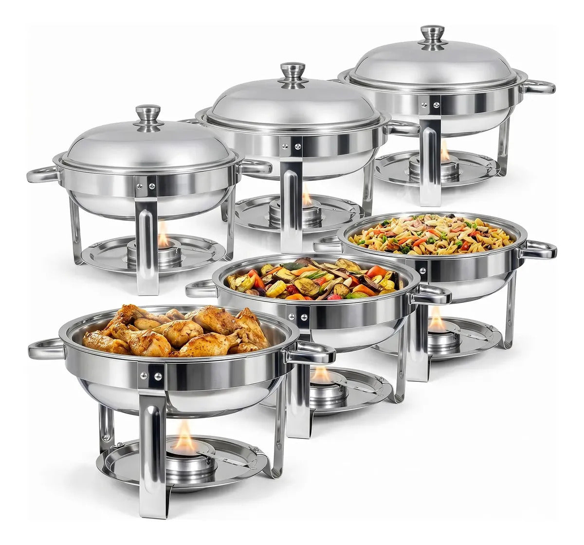 Bufetera Redonda 27l Chafing Dish 6pz Acero Inox Buffet
