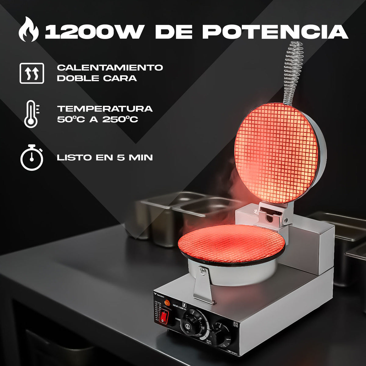 Wafflera Electrica Doble Industrial Antiadherente 2000w 250°