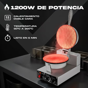 Wafflera Electrica Doble Industrial Antiadherente 2000w 250°