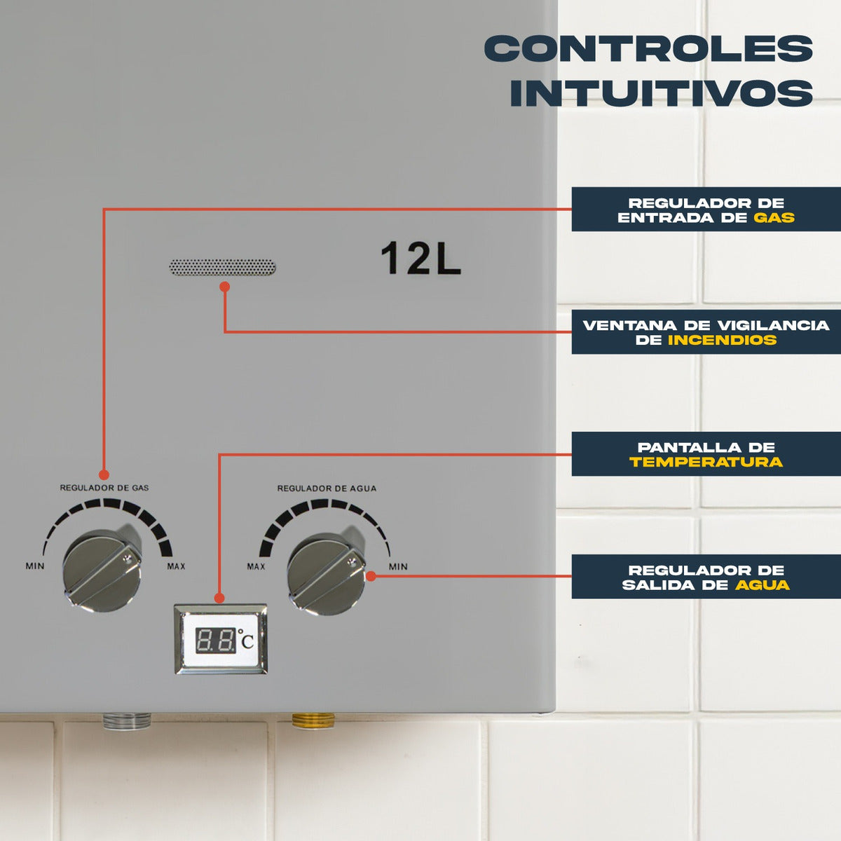 Calentador De Agua Instantaneo De Paso 12 Litros Gas Natural