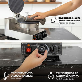 Wafflera Electrica Doble Industrial Antiadherente 2000w 250°