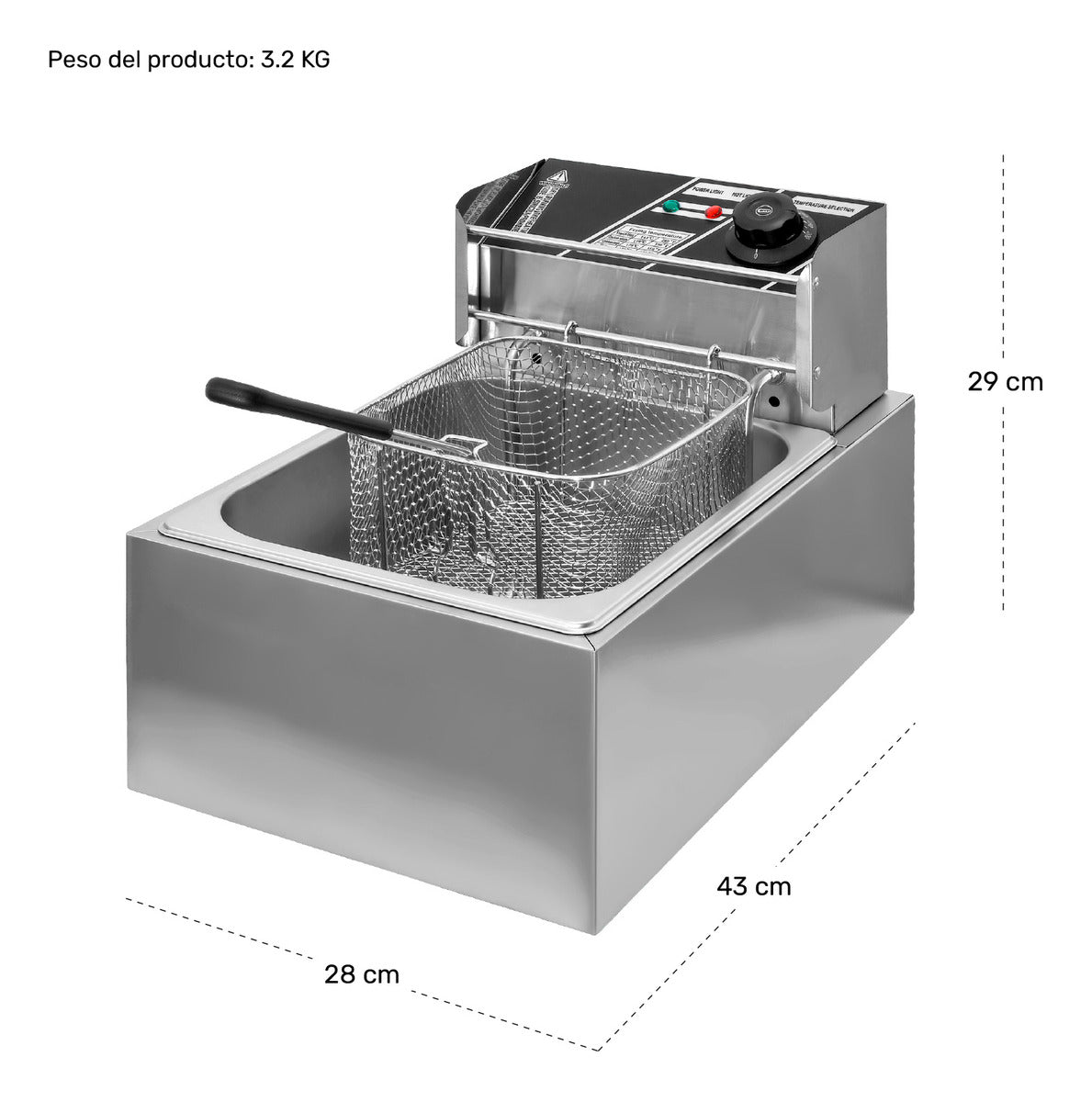 Freidora Aceite Electrica 6l 1600w Automatica Acero Inox