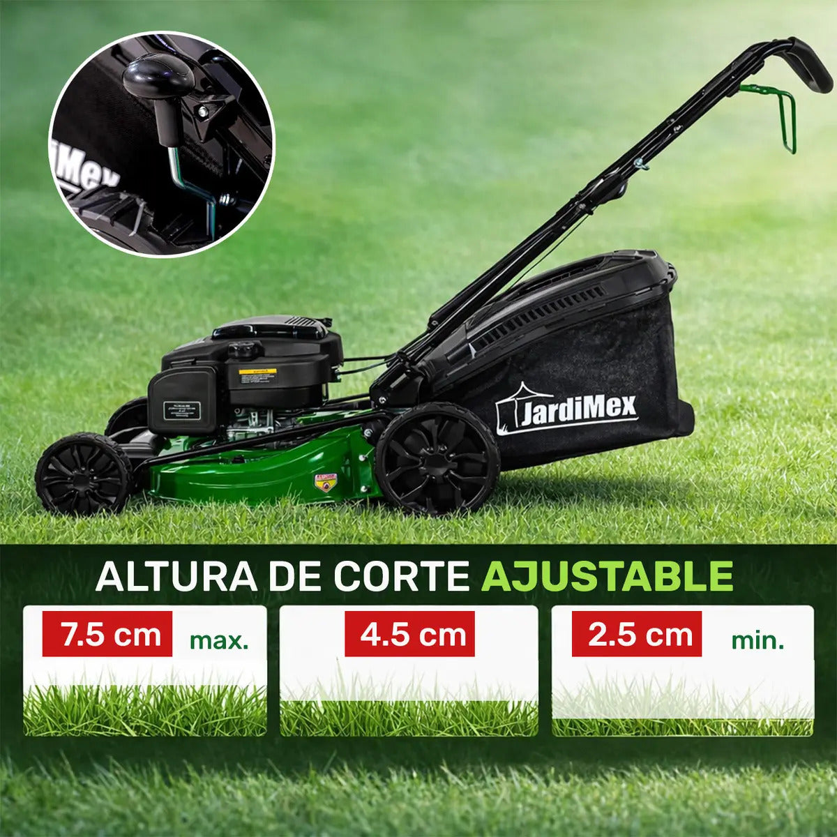 Podadora Gasolina Pasto Jardimex Pro 22pLG 6hp 224cc Bolsa Verde