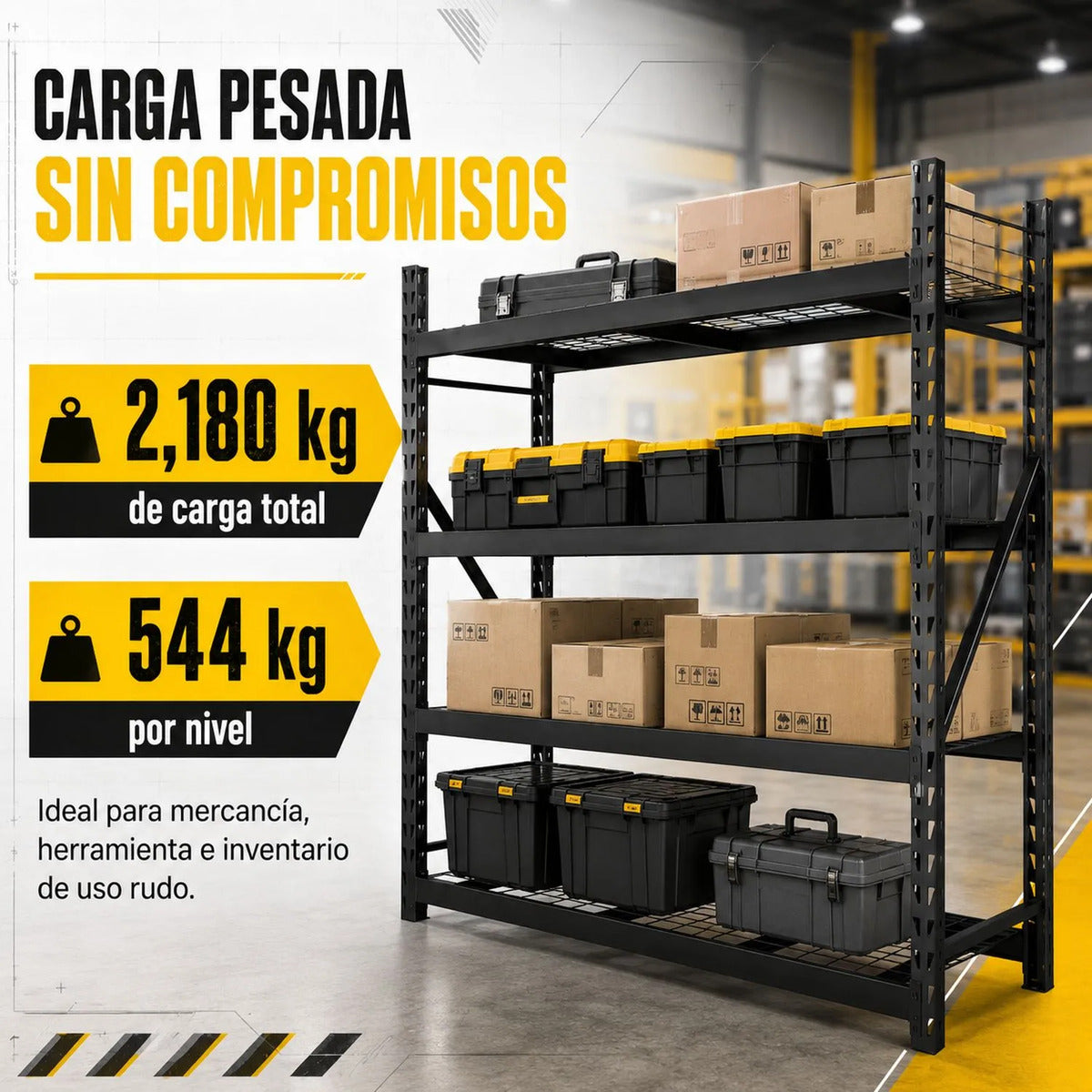 Rack Anaquel Industrial Acero 2177 Kilogramos 8 Viguetas