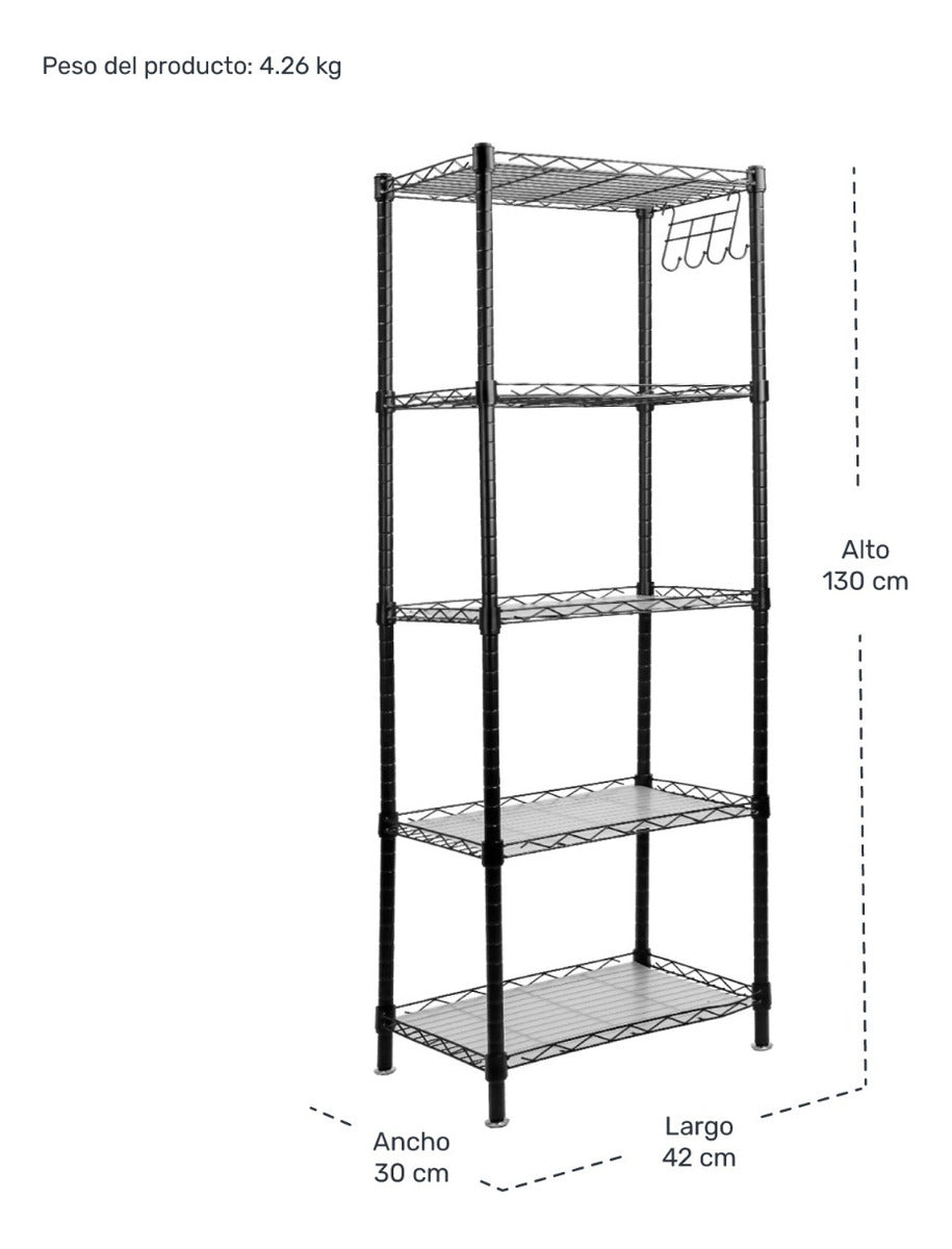 Estante Organizador Metálico Cocina Baño De 5 Niveles