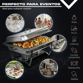 Bufetera Chafer 44l Chafing Dish 4pz Acero Inoxidable Buffet