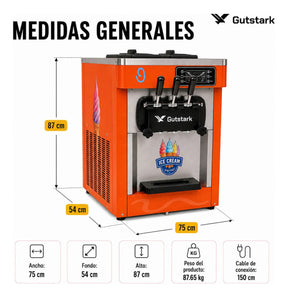 Maquina Helado Yoghurt Suave Nieve Comercial Helados 1800w Color Naranja