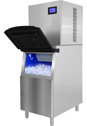 Maquina De Hielo Industrial Comercial 200kg 900w Automática Color Plateado