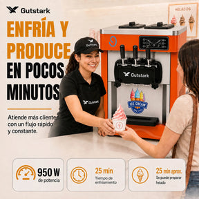 Maquina Helado Yoghurt Suave Nieve Comercial Helados 1800w Color Naranja