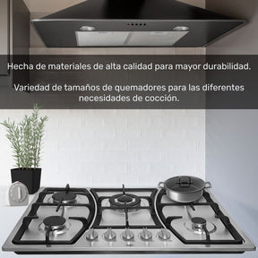 Parrilla de Gas Empotrable 5 Quemadores Acero Inoxidable