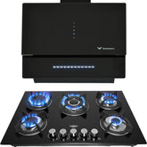Combo Campana Extractor Silencioso Plegable + Parrilla Cristal 5 Quemadores