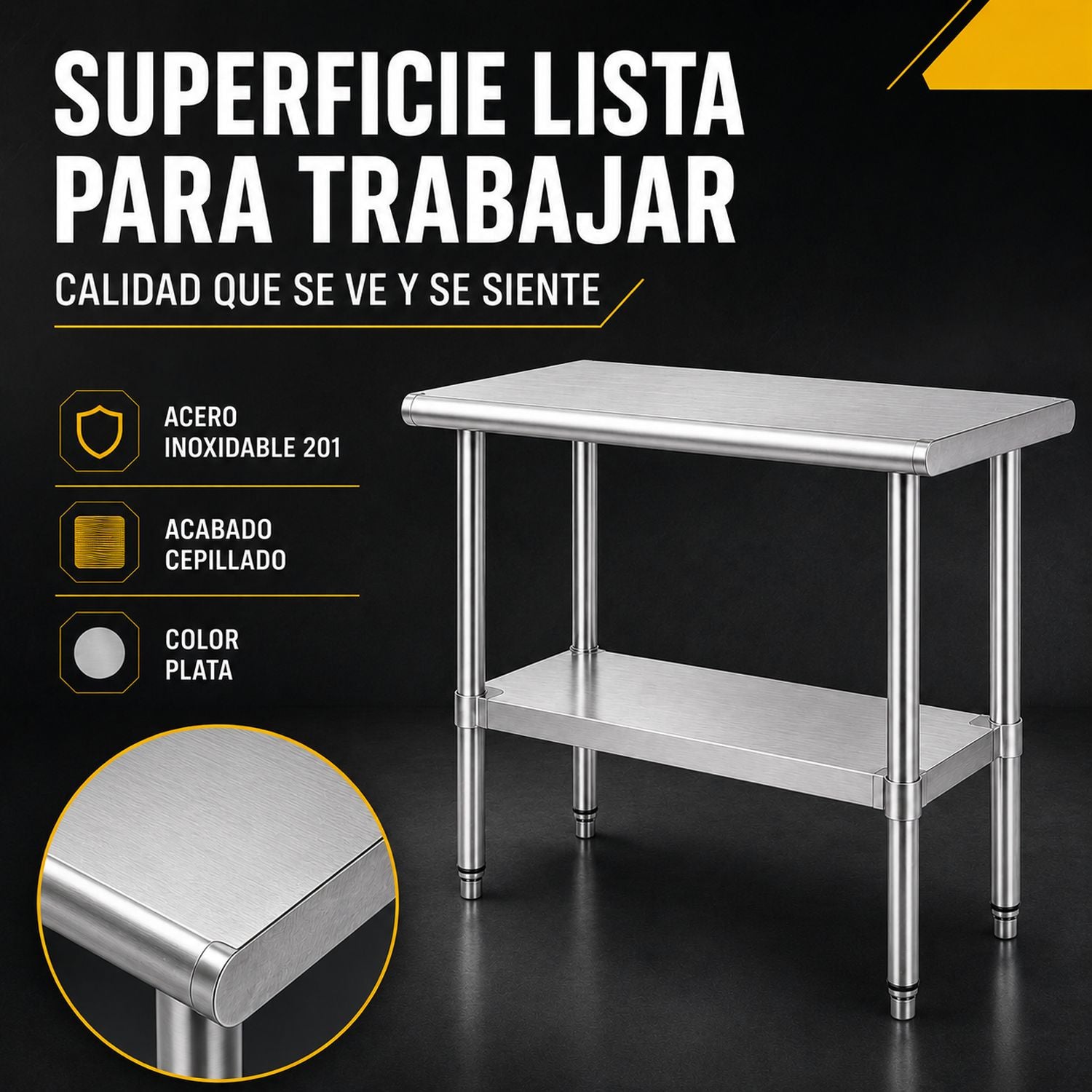 Mesa Isla Acero Inoxidable Mesa Trabajo Cocina 95x45x90