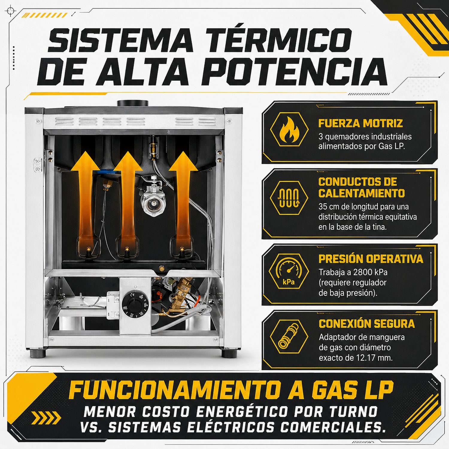 Freidora Industrial Aceite 24l Gas 3 Quemadores Acero Inox