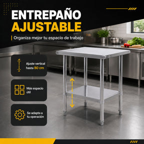 Mesa Isla Trabajo Acero Inoxidable Pasteur 60x60x90