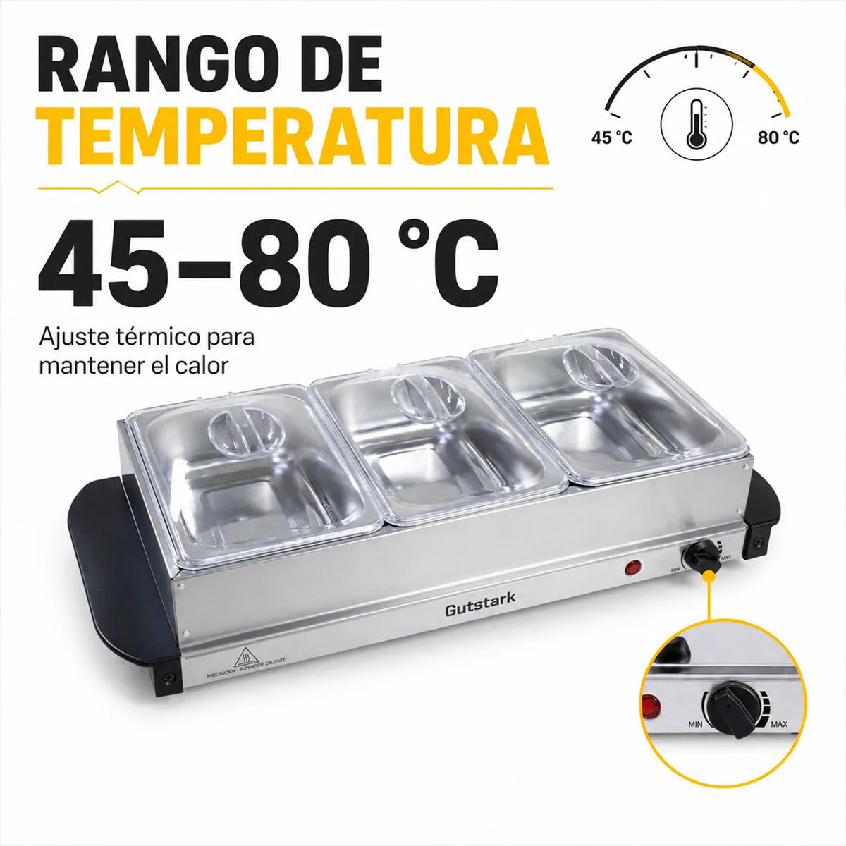 Bufetera Electrica 3 Insertos 1.3l Plancha 2 En 1 Acero Inox