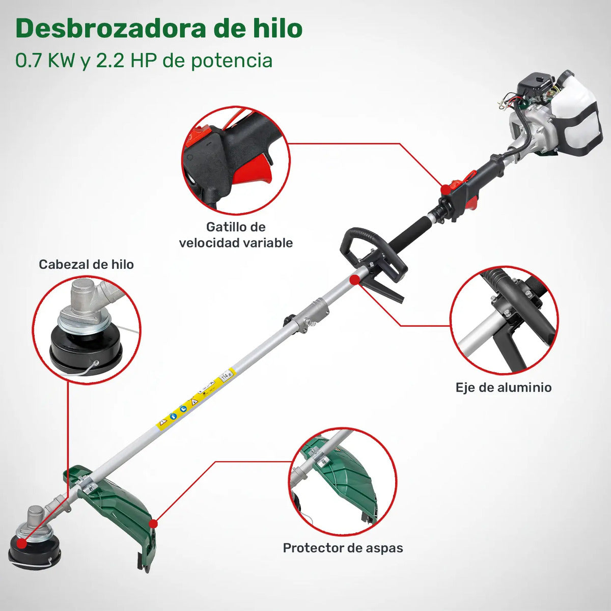 Desbrozadora Gasolina Desmaleza Recta 27cc 1hp 600ml Jardimex